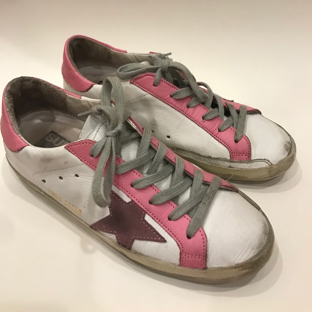 Golden Goose Pink and White Sneakers